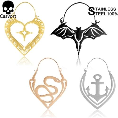 Casvort 2PCS Selling Ear Hangers for Ear Tunnels Lightweight Dangle Earrings Gauges Stainless Steel Body Piercing Jewelry