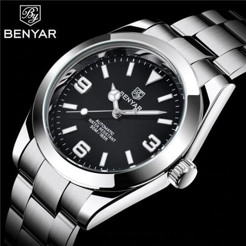 BENYAR Luxury mechanical men watches stainless steel fashion men wristwatches waterproof business automatic watch Reloj hombres