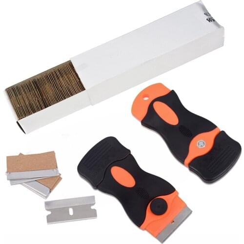 EHDIS 2pcs Cleaning Wrap Vinyl Squeegee With Spare Blades Glass Glue Sticker Remover Razor Scraper Plastic Window Tint Car Tools