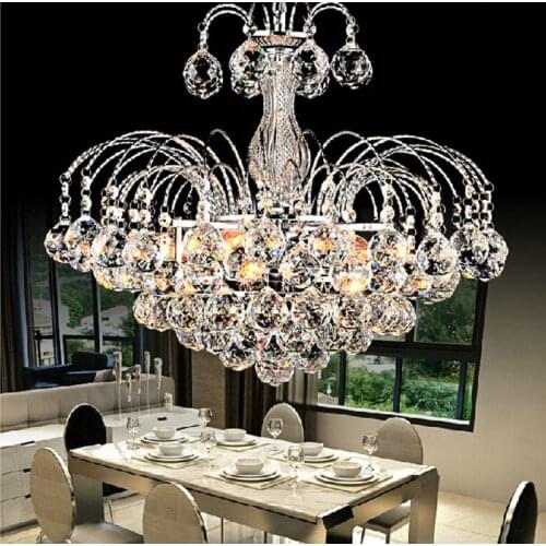 European chandelier living room round silver crystal lamp LED ceiling lamp restaurant light bedroom dining room lighting