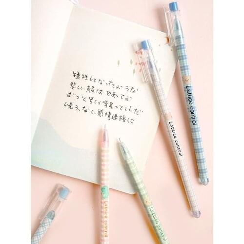 6pcs Lattice Control Gel Pen Ballpoint 0.5mm Black Color Ink Writing Cute Bear Dinosaur Rabbit Office School Supplies Gift A6451