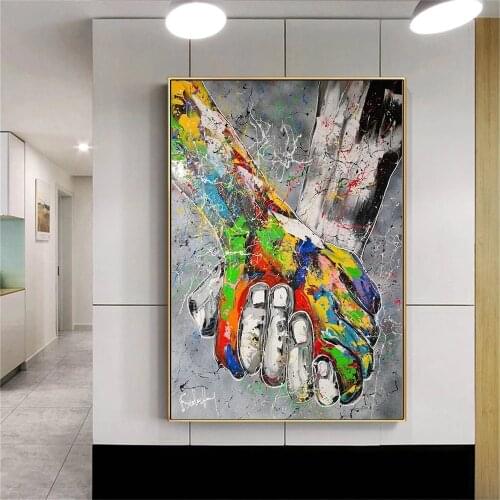 Graffiti Art Hand with Hand Canvas Painting Modern Abstract Posters and Prints Wall Art Pictures for Living Room Home Decoration
