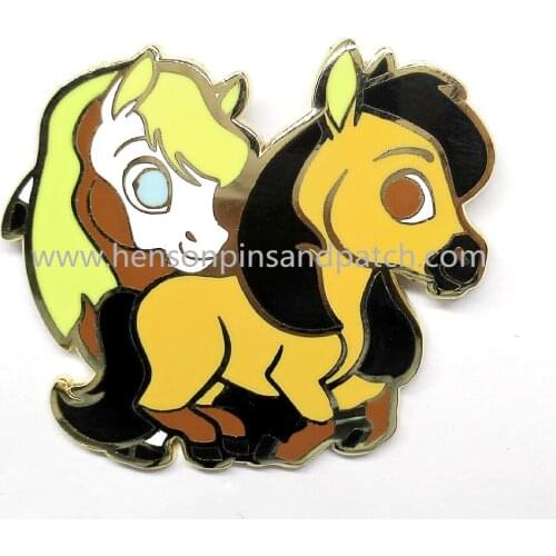 Customized high polish zinc alloy hard enamel animal pin metal horse pin badge