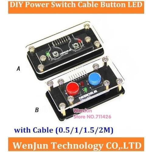 10pcs/lot DIY Desktop Computer Power Switch Cable Button Power Reset Button Restart LED Power Adpter 0.5m/1/1.5/2mwith cable
