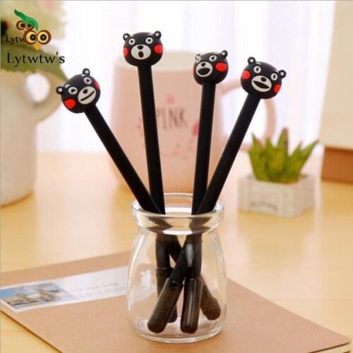 4 piece Lytwtws Korea Stationery Cute Cartoon Kawaii Bear School Officel Supply Gel Pen Gift Handles Novel Creative
