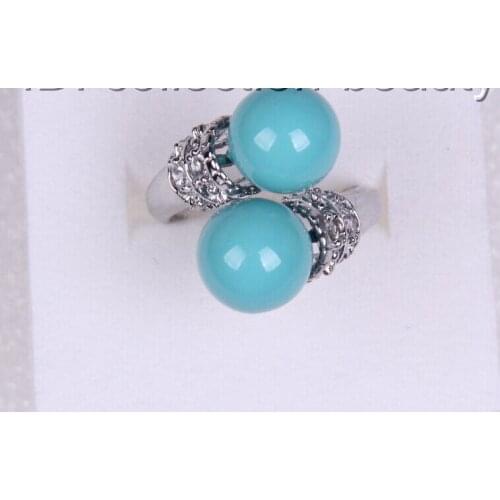 Hot selling>@@ A> >>>stunning big 10mm round blue south sea shell pearl ring m607 # # -Bride jewelry good