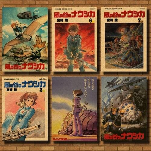 Comic Nausicaa Valley of the Wind Movie Poster Retro Kraft Paper Decorative Painting