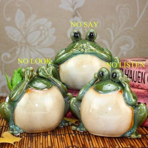 Cute gifts Home Decor handicraft 3pcs/lot animal money boxes three no frog piggy moneybox bank saving money coin ceramic craft