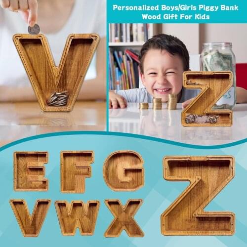 Creative Twenty-six English Alphabet Storage Tank Home Decor Personalized Storage Tank Money Jar Wooden Desktop Ornament Boxes