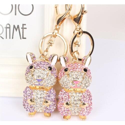 Marmot Rat Key Chain Rhinestone Crystal Pendant Charm for Handbag Purse Bag Carkey Gift