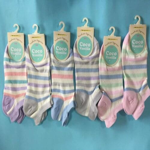 Spring And Autumn Lady Candy Color Stripe Cute Ladies Socks Mixed Color Wholesale 6pair/lot