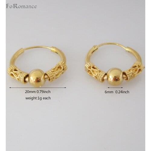 MIN ORDER 10$ CAN MIX DESIGN/CUTE CARVED DIFFERENT BALL PARTS IN MIDDLE 24K YELLOW GOLD GP OVERLAY HUGGIE HOOP 0.79" EARRING