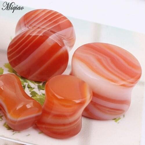 Miqiao 2pcs Fashion Explosion Red Stone Ear Expansion 6mm-16mm Exquisite Body Piercing Jewelry