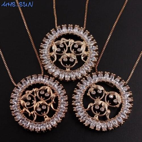 MHS.SUN Fashion Boys And Girls Pendants Necklace Gold Color AAA Zircon Jewelry Chain Necklace For Women Lovers Gift 1Pcs