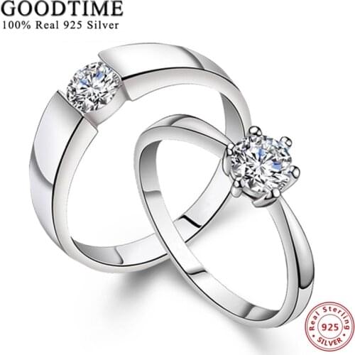 Fashion Couple Ring 925 Sterling Silver Zirconia Wedding Rings For Women Men Sterling Silver Jewelry Engagement Lover Ring