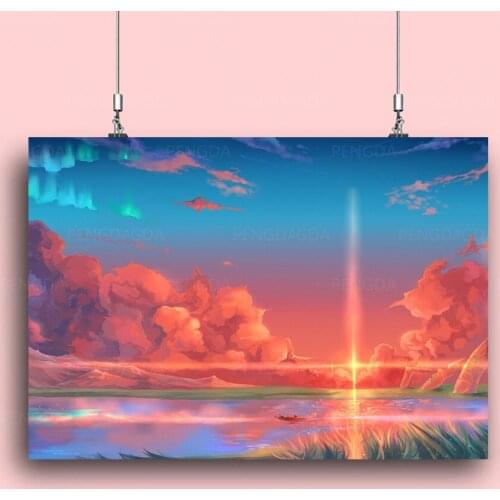 Modular Pictures Early Morning Wall Art Aurora Sunrise Canvas Painting Prints Animation Landscape Poster Home Decoration Bedroom