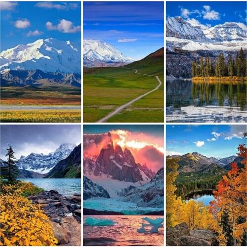 MOONCRESIN Full Square Diamond Painting 5D Snow Mountain Diamond Art Embroidery Tree Landscape Home Decoration