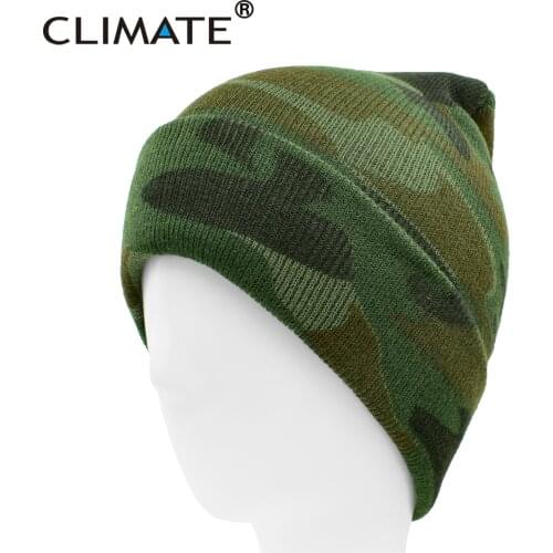 CLIMATE Camouflage Beanie Hat Men Beanies Men Winter Warm Hats Beanies Camou Hat Military Army Cool Knitted Beanie Hat for Men