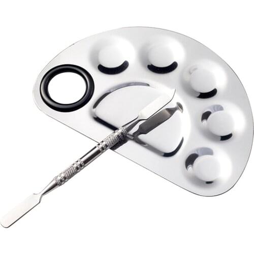 Stainless Steel Watercolor Paint Palette Tray Mixing Rod Spatula Set For Art Oil Painting Makeup