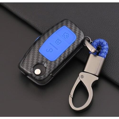 2019 New ABS Carbon Fiber Shell+Silica gel car key case Cover For Ford Fiesta Focus Mondeo Falcon B-Max C-Max Eco Sport Galaxy