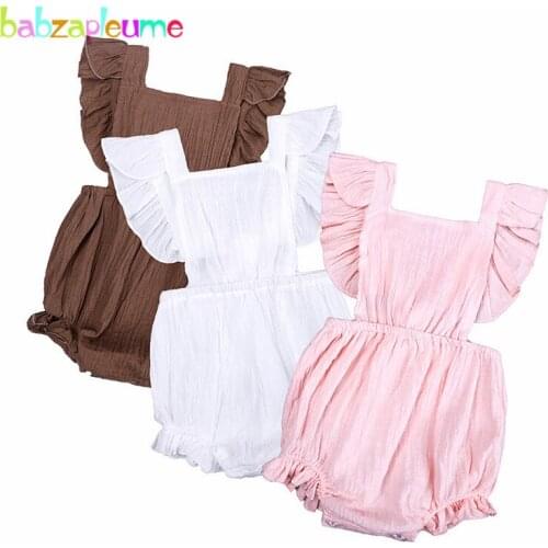 2020 New Summer Outfits Infant Girls Bodysuit Cotton Bow Butterfly Sleeve Jumpsuit Newborn Clothing Twins Baby Clothes BC1696