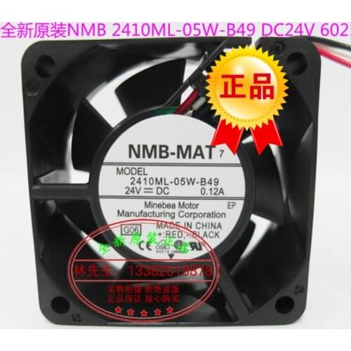 NEW NMB-MAT NMB 2410ML-05W-B49 6025 DC24V 0.12A 3lines cooling fan