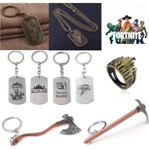 Game Fortnite Kids Rings Necklace Stainless Steel Keychain Anime Figure Fortress Night Gaming Peripheral Accessorie Fanstoys Boy
