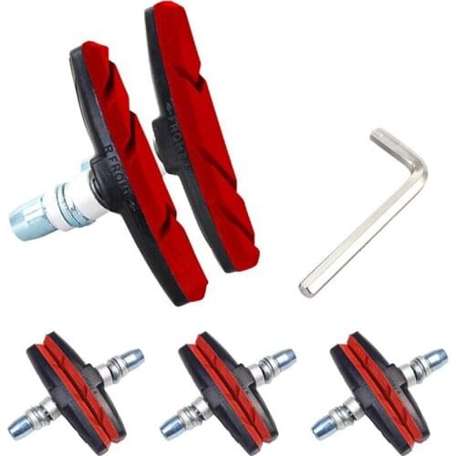 A Pair Durable Bicycle Silent Brake Pads Cycling V Brake Holder Pads Shoes Blocks Rubber Pad For Long-lasting Performance