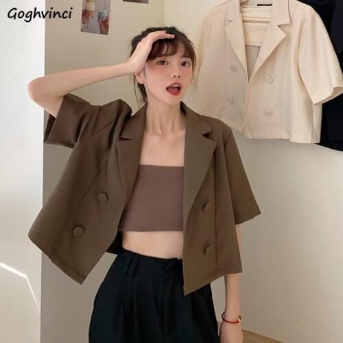 Blazers Women Short Three Color Double Breasted Three Colors One Size Summer Thin Loose Lovely Korean Style Qualities Streetwear