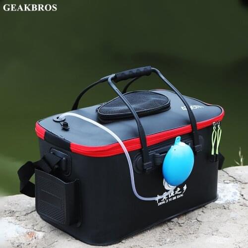 Portable EVA Fishing Bucket Bag Folding Fishing Bucket Live Fish Box Camping Water Bucket Outdoor Fishing Tackle Storage Bag