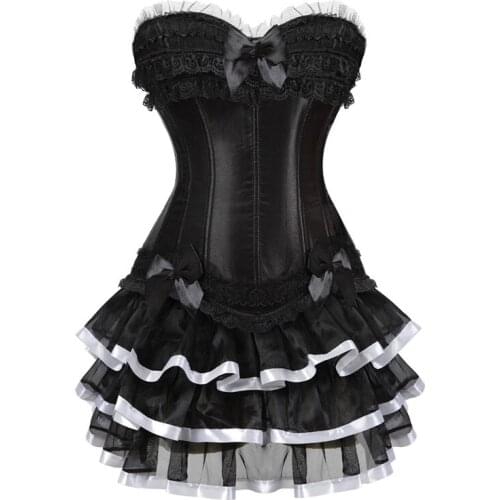 Caudatus gothic corsets dresses with skirts set plus size vintage overbust corsets and bustiers lace adjustable sexy fashion