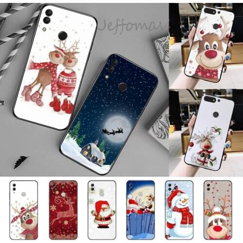 Christmas New Year gifts elk snow Phone Case For Huawei Honor view 7a5.45inch 7c5.7inch 8x 8a 8c 9 9x 10 20 10i 20i lite pro