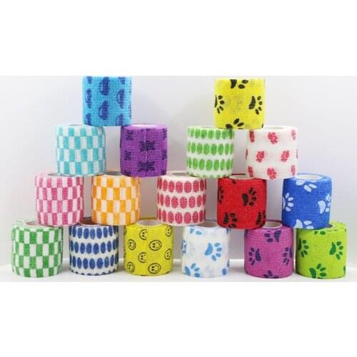 Self Adhesive Wrap Bandage Tape Pet Flexible Cartoon Printed First Aid 5cmx4.5m M89F