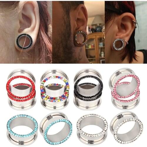6 Colors Stainless Steel Screw Ear Tunnels Plug Earrings Ear Expander Gauges Single Flare Unisex Fashion Body Piercing Jewelry
