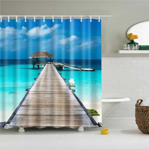 3d Seascape Pattern Polyester Bath Shower Curtains High Quality Waterproof Fabric Bathroom Screen Home Decor Shower Curtain Set
