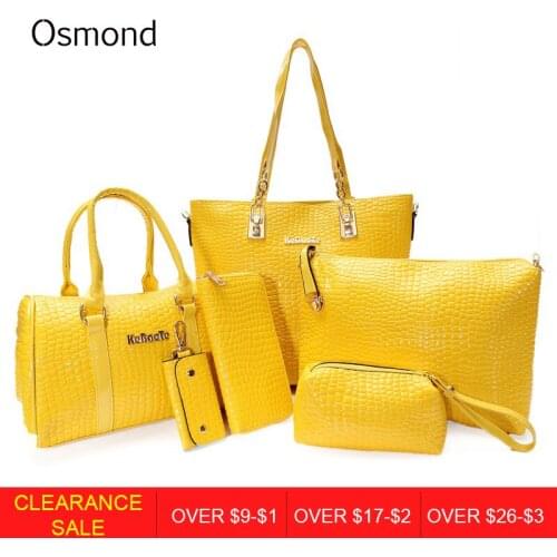 Osmond 2017 New 6pcs/Sets Fashion Women Handbag Set PU Leather Ladies Shoulder Bags Tote Crossbody Bag Free Shipping