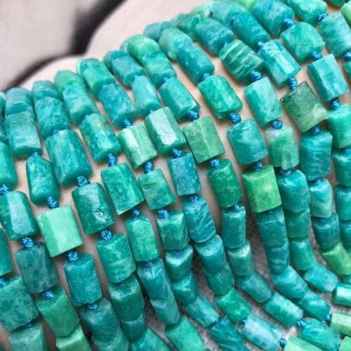 Loose beads pillar green Amazonite 6*10mm 14" for DIY jewelry making FPPJ wholesale beads nature gem stone