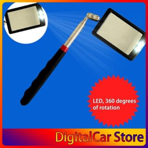 Telescoping Flexible Inspection Mirror with Bright LED Lighting 360 Swivel for Extra Viewing Portable Automotive Tool