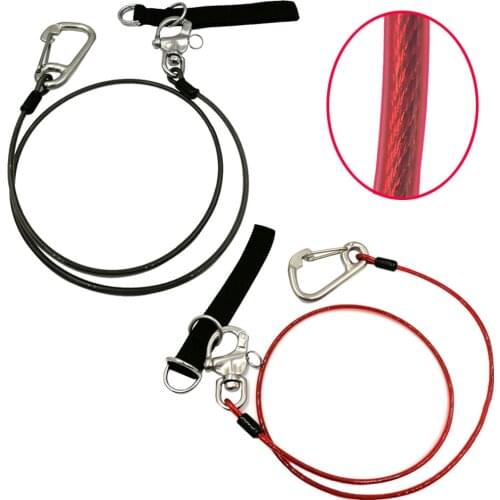 Underwater Freediving Diving Lanyard 316 stainless steel Rope With Carabiner Swivel Snap Loose Safety Cable