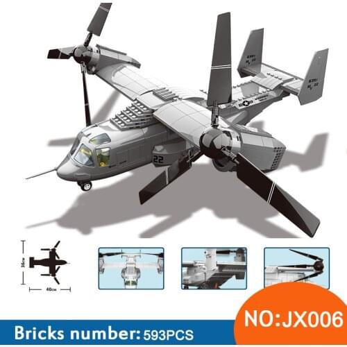 Wange JX006 Military series The US V-22 OSPREY TILTRTOR AIRCRAFT 1:44 model Building Blocks Classic aircraft toys For Children