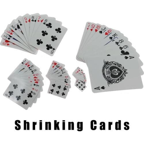 Funny Shrinking Cards Magic Tricks Props Big To Small Playing Card Training Set For Party Stage Performance Illusion Mentalism