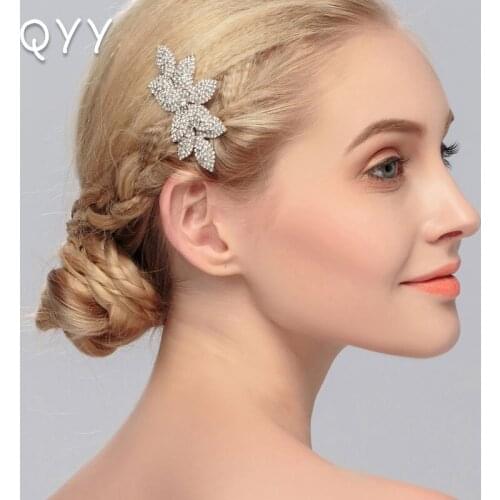 QYY Fashion Flowers Wedding Hair Accessories Bridal Full Austrian Crystal Hair Clips Comb for Women Headpieces Hair Jewelry