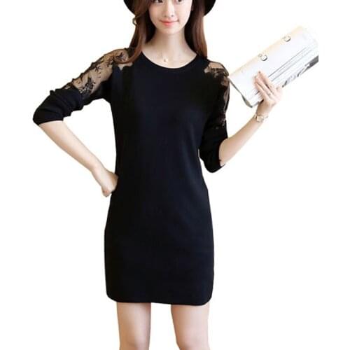 Add new new lace Dress Stitching Slim Loose jacket Sexy Party Dresses dress Ladies Office Autumn Winter