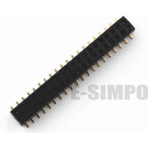 10pcs 1.27mm SMD Female Header 0.05" Breadboard Female Header Strip Socket 2X20P/25P/30P/40P/50P,PH4.3mm SMD Gold-plat