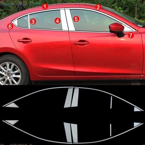 14pcs For Mazda 3 Axela sedan 2014-2018 Stainless Steel Door Window Frame Sill Molding cover Trim Car Accessories