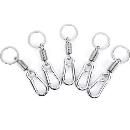 2 Pcs Stainless steel Waist Belt Clip anti-lost buckle hanging keyring Outdoor retractable spring Buckle carabiner keychain