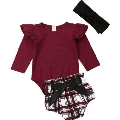 Baby Clothes 2019 Casual Newborn Baby Girl Outfits Clothes Long Sleeve Tops Jumpsuit Shorts Pants 3PCS Set