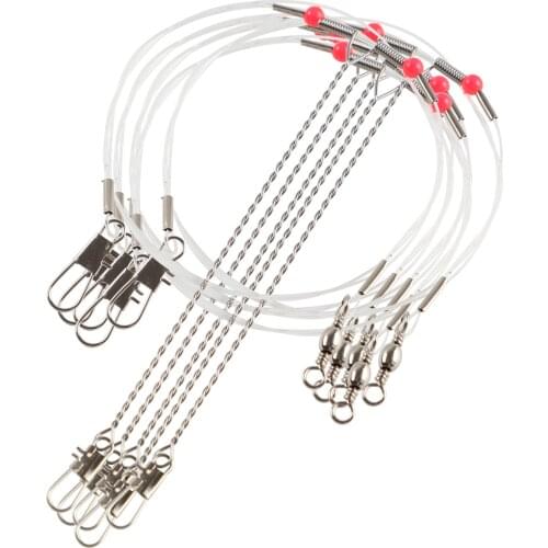 5 pcs Fishing Wire Leader Line with Swivels 65cm 70cm Anti-winding High-strength String Fishing Tackle Accessories Steel Line