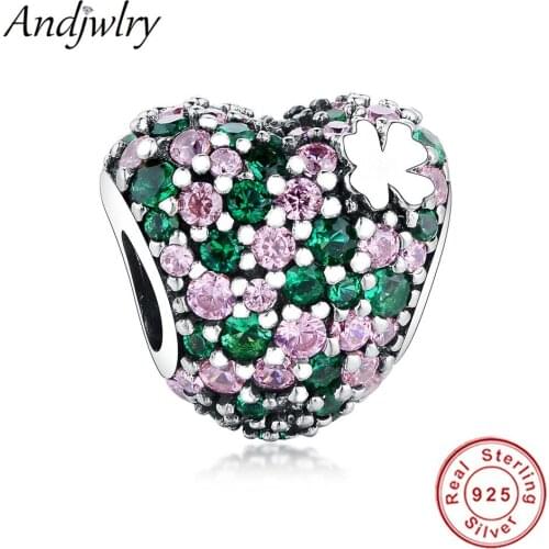 Authentic 100% 925 Sterling Silver Gleaming Clover Heart Charm Fit Original Pandora Charm Bracelets DIY Berloque Women Beads