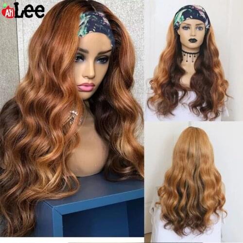Ombre Highlight Headband Wig Human Hair Wigs Glueless Scarf Wig Colored Human Hair Wig For Black Women Honey Blonde Headband Wig